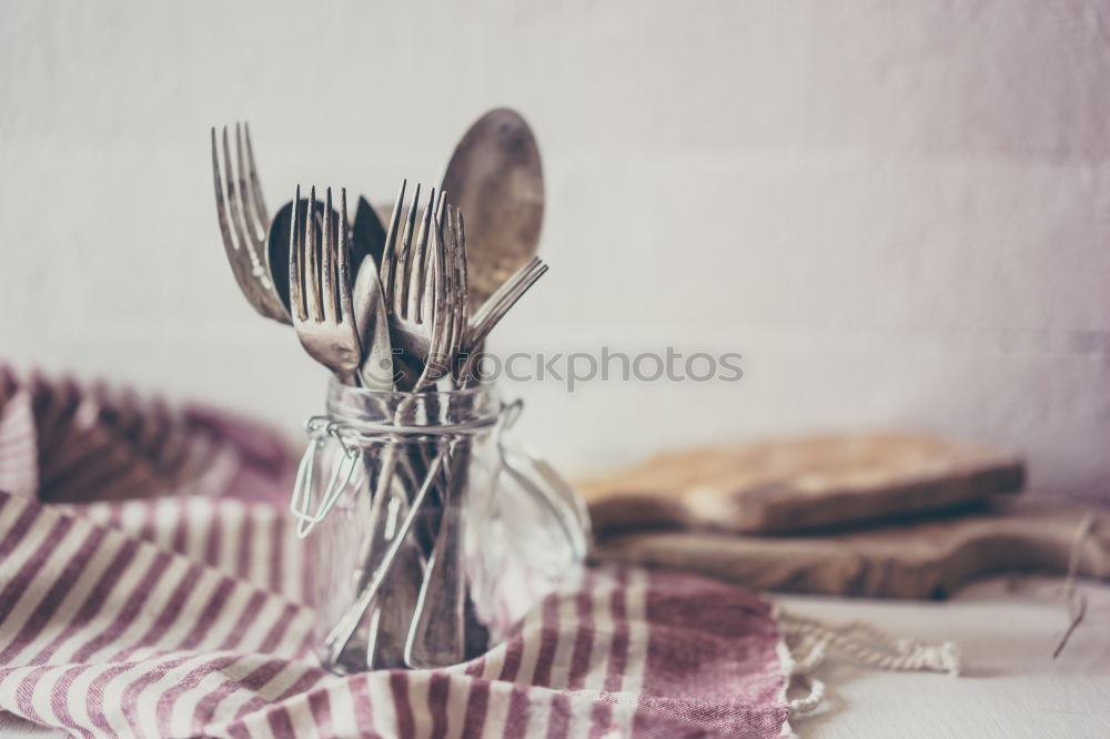 Similar – Image, Stock Photo Vintage fork and knife on a napkin