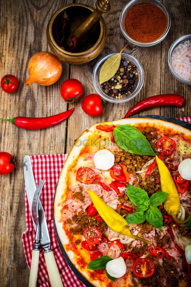 Similar – Image, Stock Photo Arrangement of ingredients and pizza