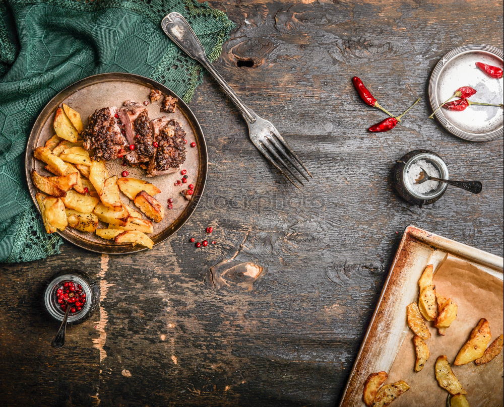 Similar – Image, Stock Photo Fried sausage with potatoes and sauerkraut