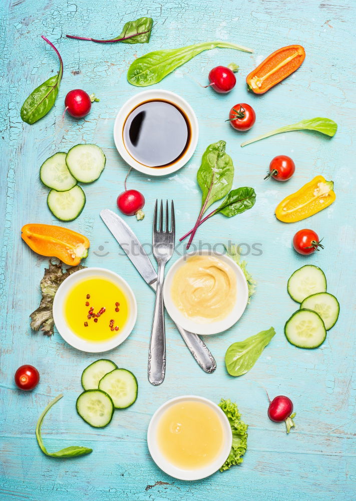 Similar – Image, Stock Photo Salad and dressing ingredients