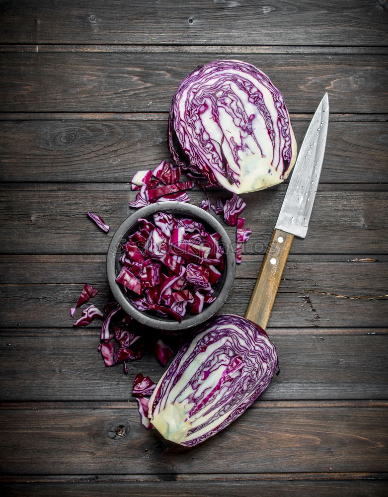 Similar – Image, Stock Photo Red cabbage and vegetable ingredients for cooking