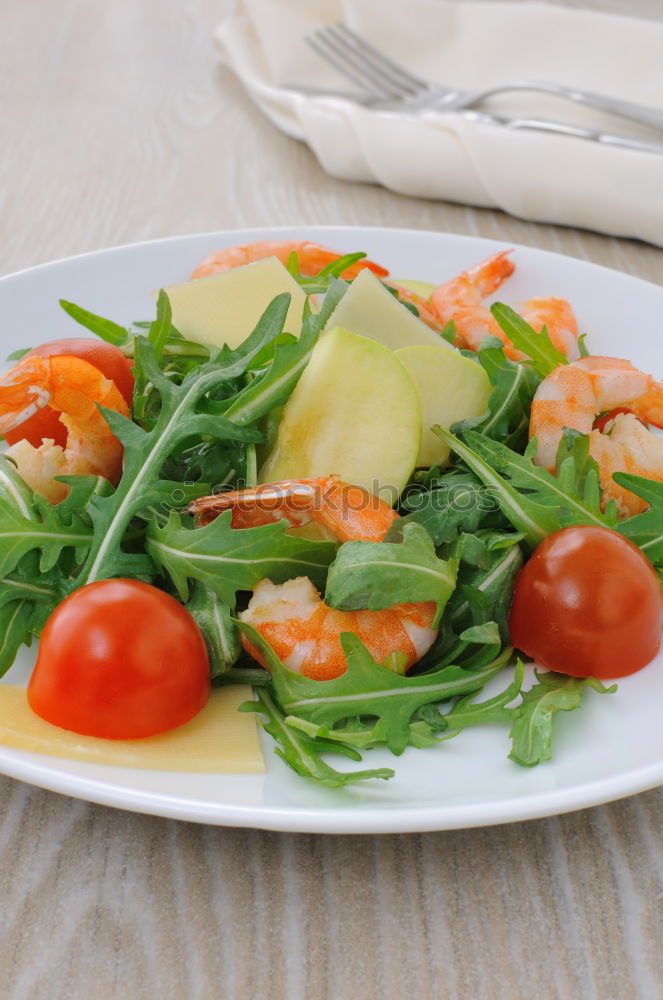 Similar – Image, Stock Photo Arugula salad with roasted radishes and feta cheese