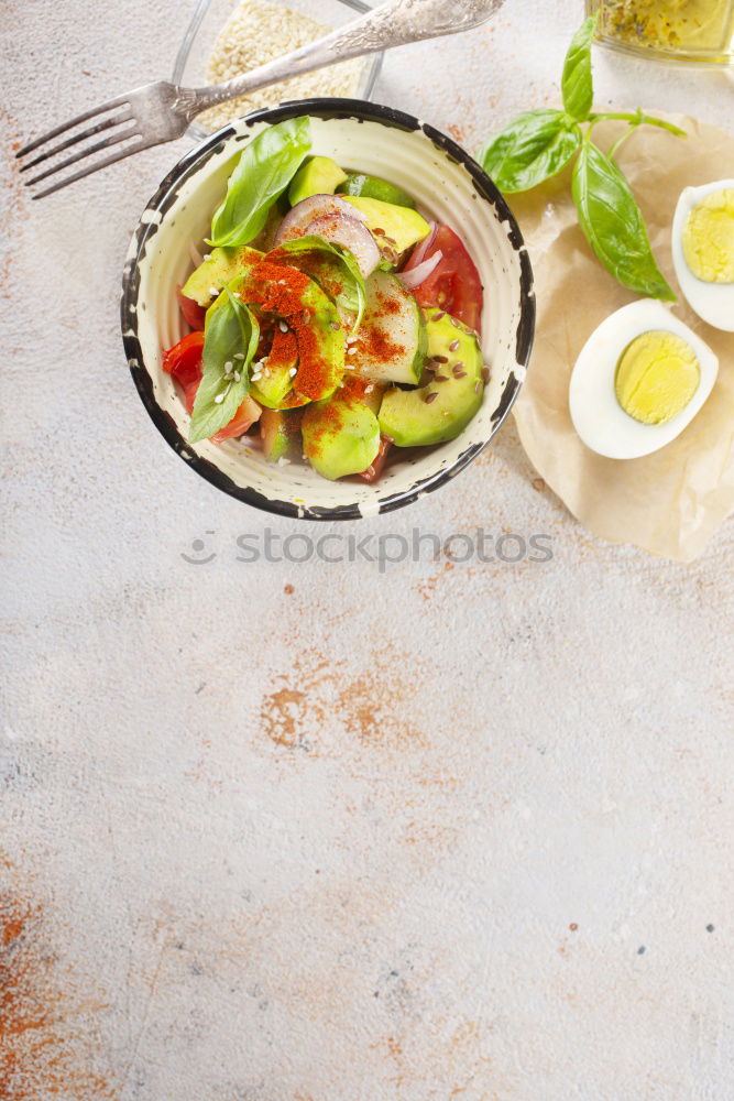 Similar – Image, Stock Photo Fresh spinach with cooking ingredients in an old sieve