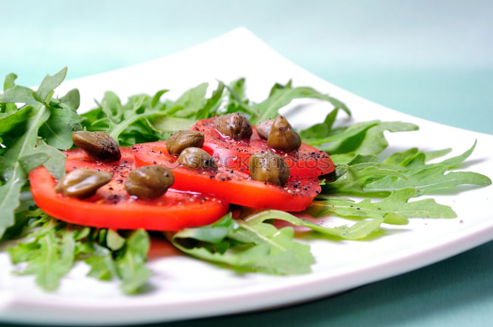 Similar – Image, Stock Photo Arugula salad with roasted radishes and feta cheese