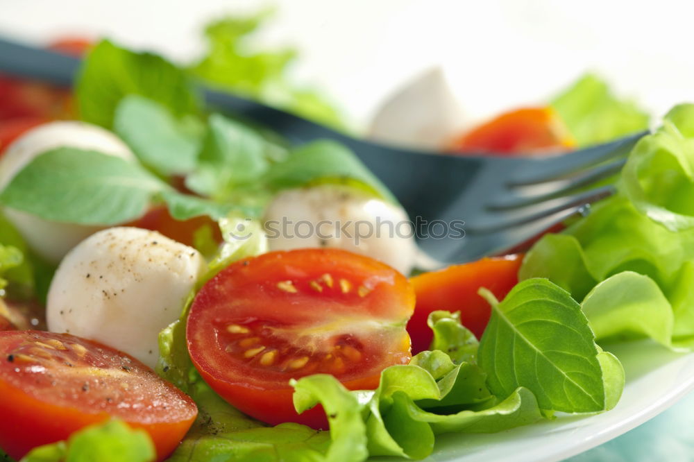 Similar – Image, Stock Photo Vegan tofu salad with tomatoes and lamb’s lettuce in bowl