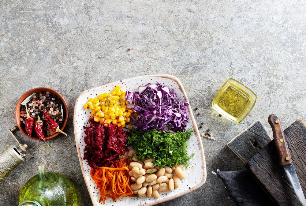 Similar – Image, Stock Photo Salads in glasses and vegetables Ingredients