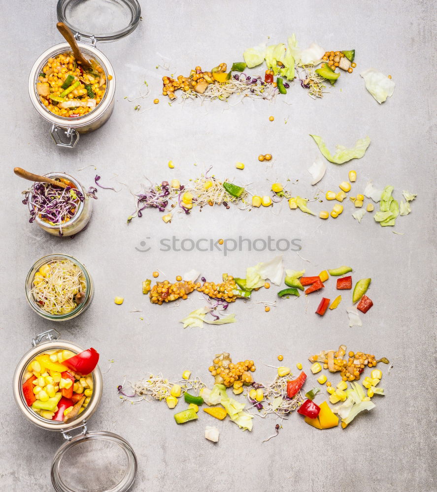 Similar – Image, Stock Photo Salads in glasses and vegetables Ingredients