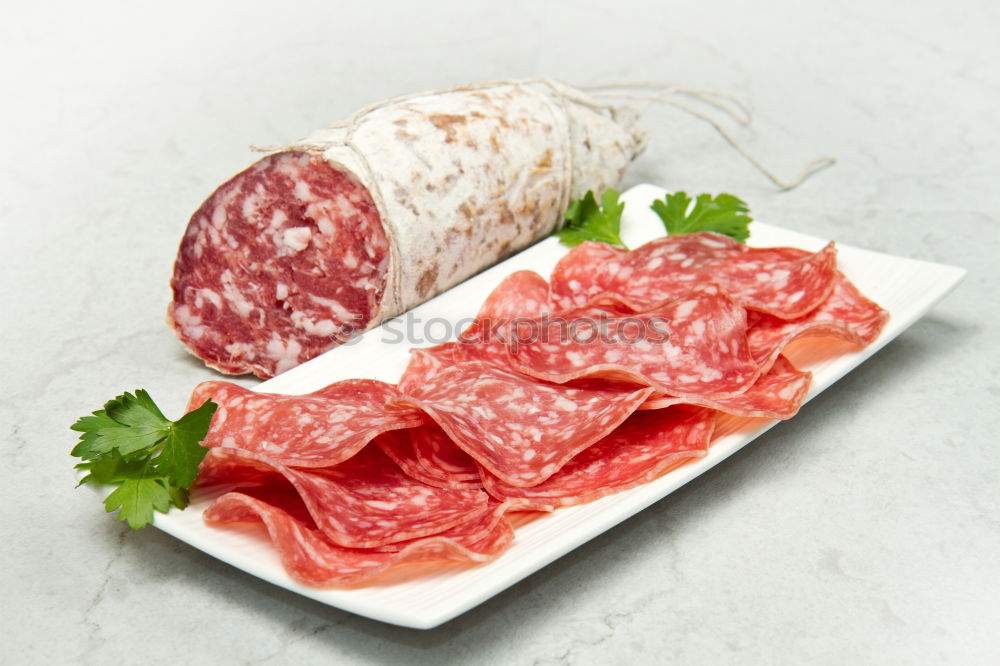 Similar – Image, Stock Photo salami Salami Ham Sausage