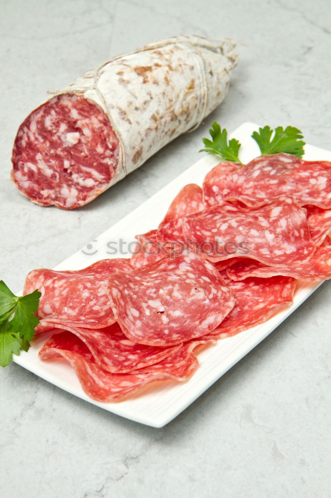 Similar – Image, Stock Photo salami Salami Ham Sausage