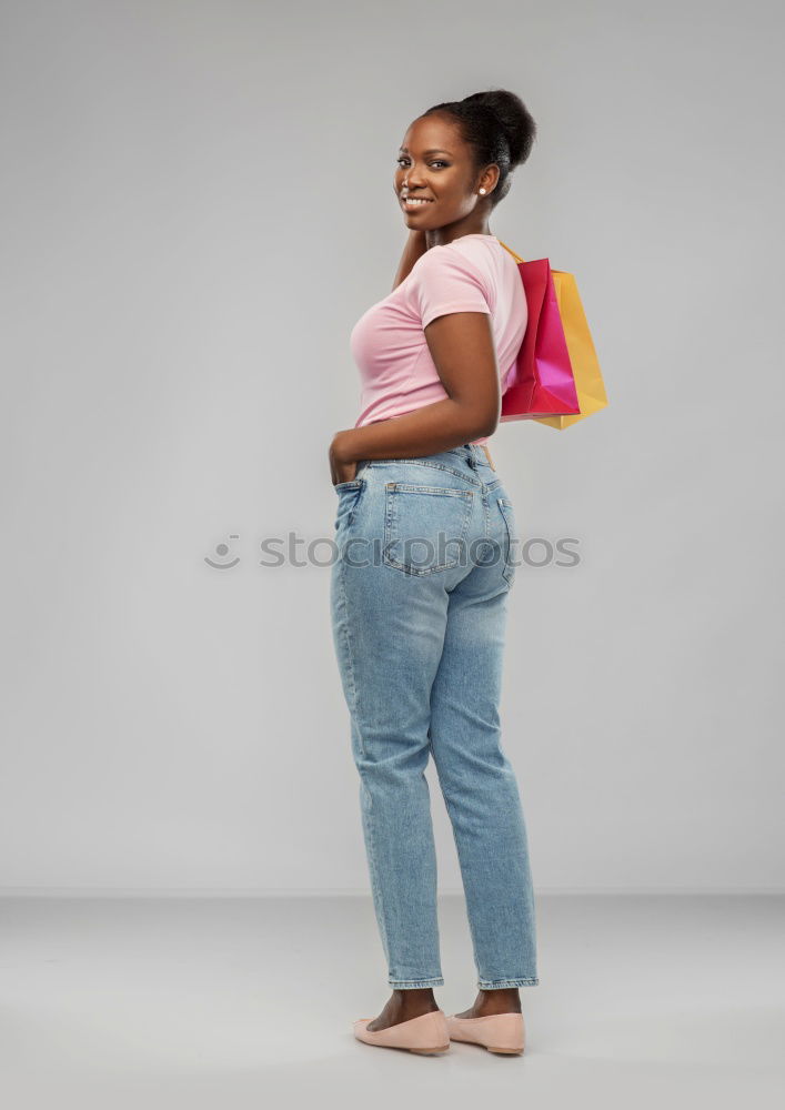 Similar – Young African tourist woman with black curly hairstyle