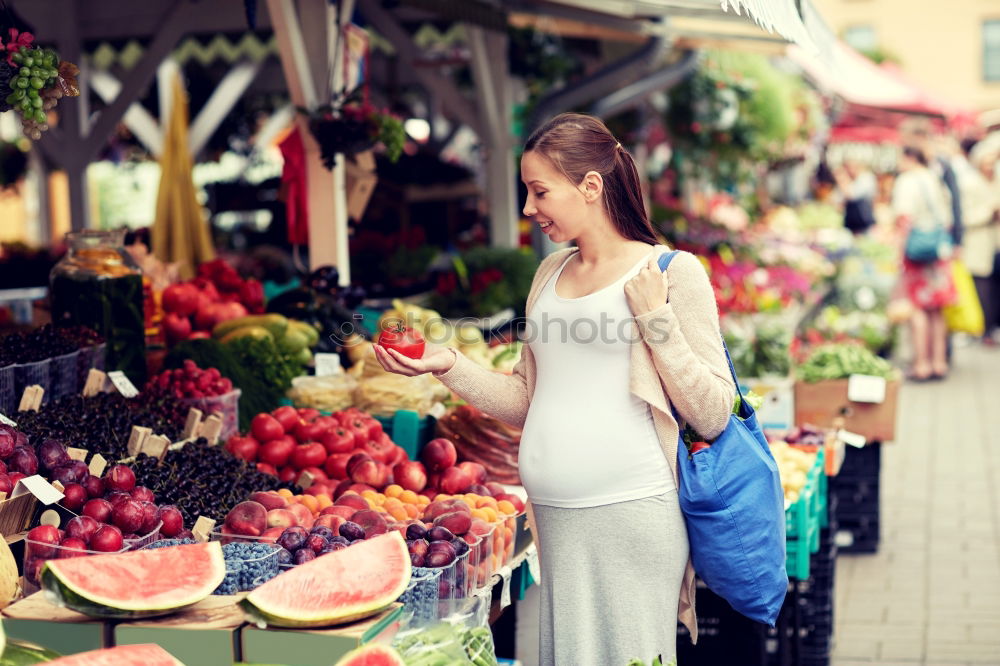 Image, Stock Photo Woman buying fruits on market