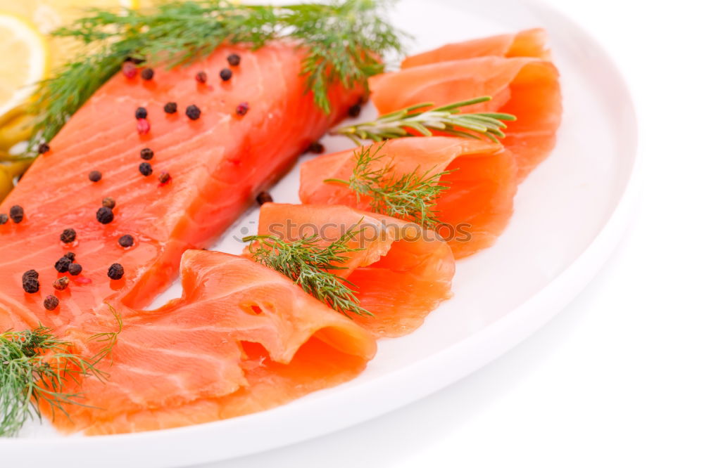 Similar – Image, Stock Photo Salmon steak, preparation with fennel and lemon