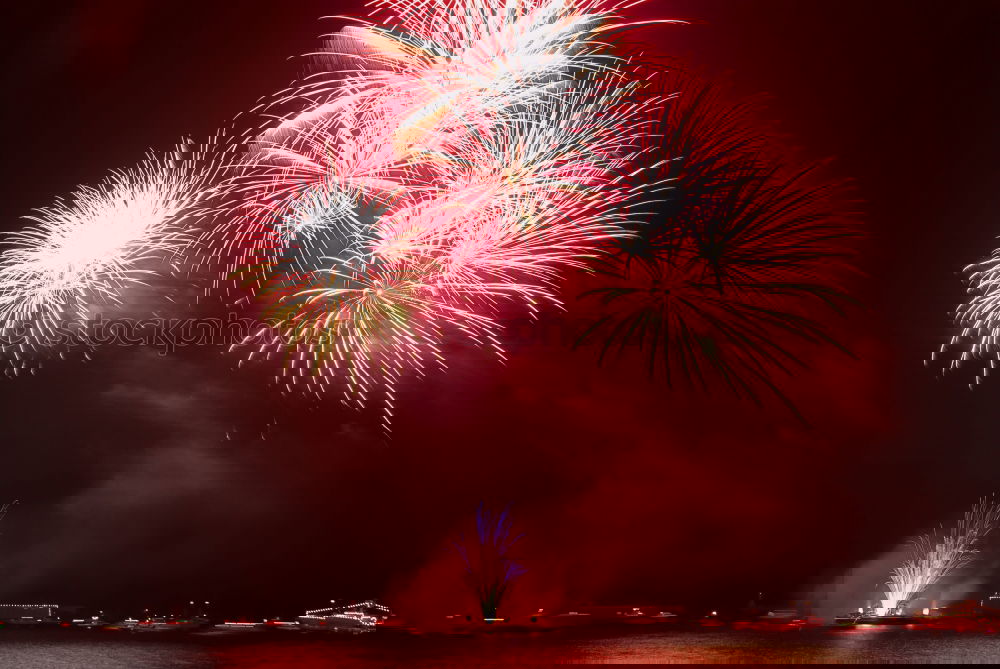 Image, Stock Photo Red colorful holiday fireworks