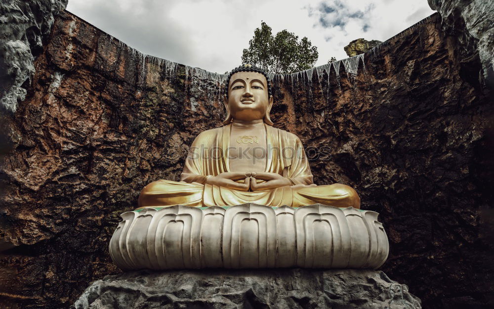 Similar – Buddha meditating on fence post