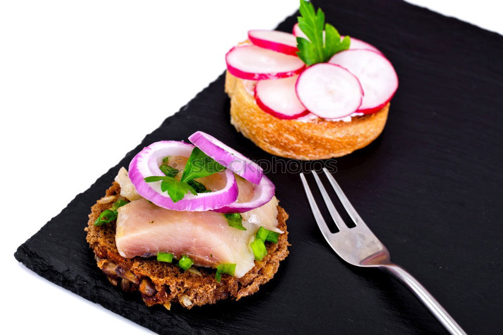 Similar – Image, Stock Photo Crispbread with cottage cheese radishes and herbs