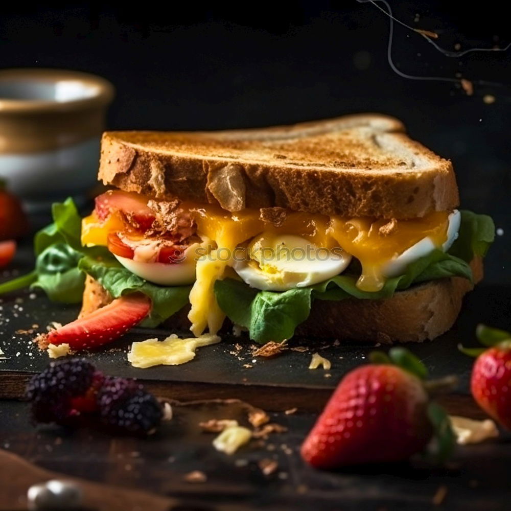Similar – Image, Stock Photo sandwich of French toast and lettuce leaves and boiled egg