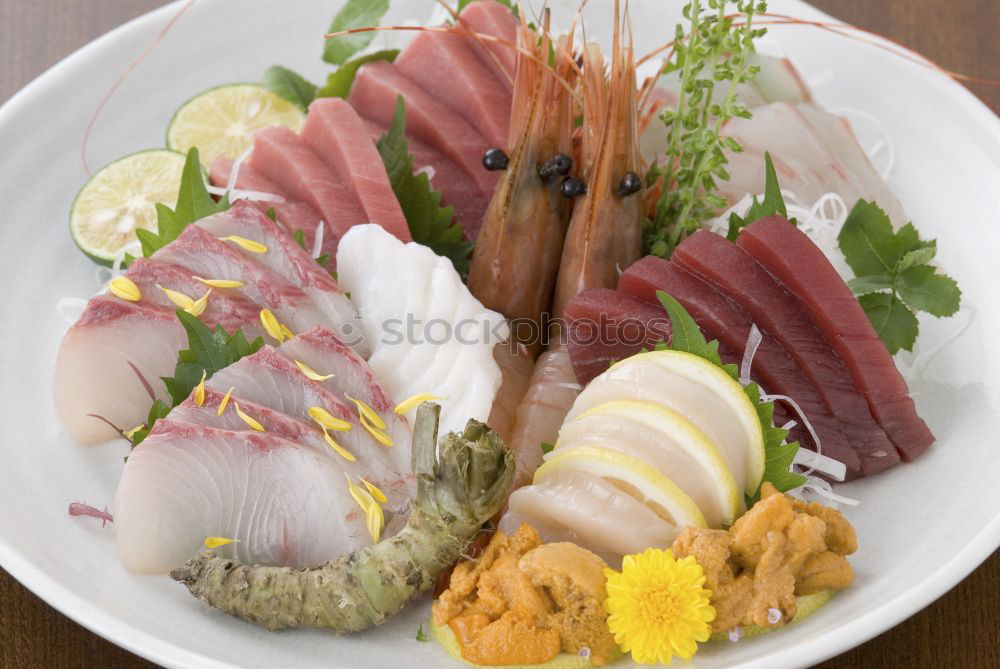 Similar – Homemade breakfast: bread with ham, onions, radish