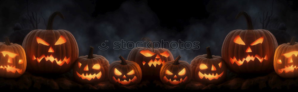 Similar – Image, Stock Photo Six glowing Halloween pumpkins