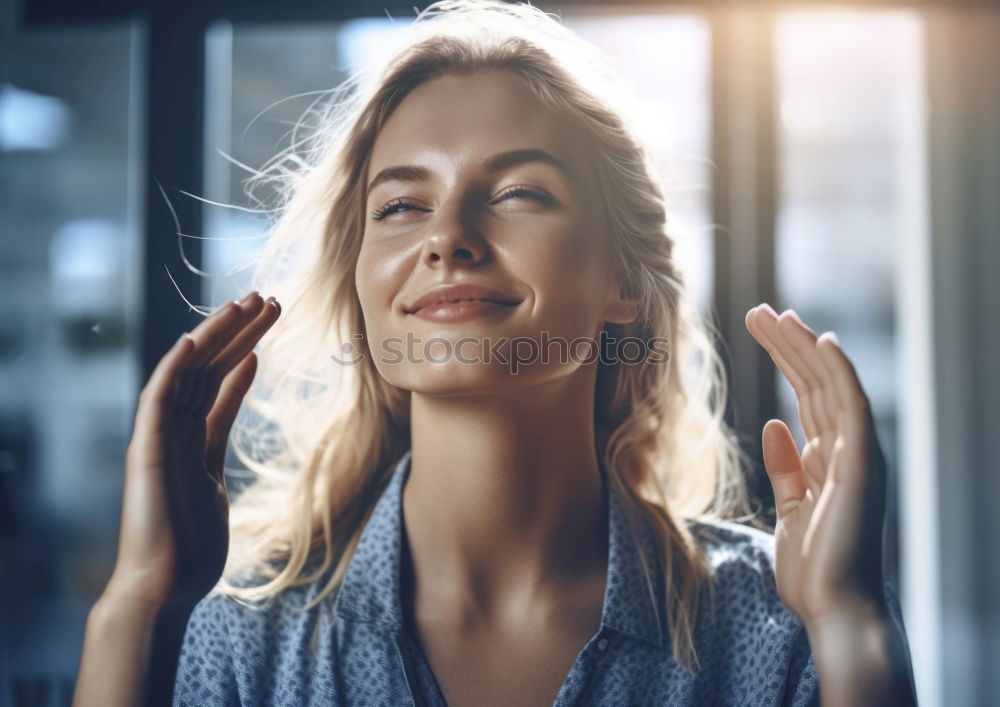 Similar – Image, Stock Photo Happy woman with a joyful smile