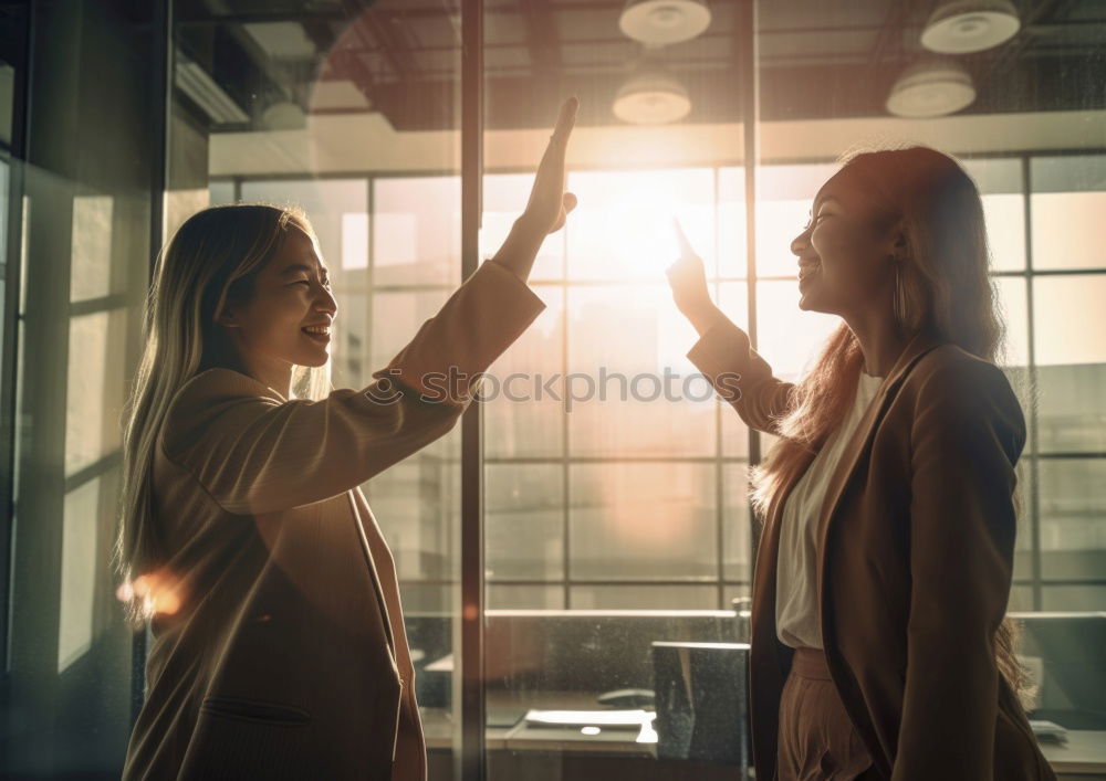 Similar – Image, Stock Photo Group of young adult hipster friends dancing in sunset