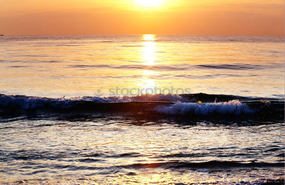 Image, Stock Photo setting sun on the sea in Lorient in France