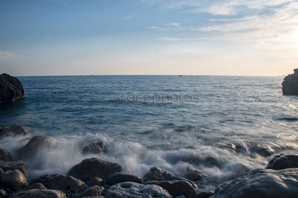 Similar – Image, Stock Photo Bank at the sea in front of wall