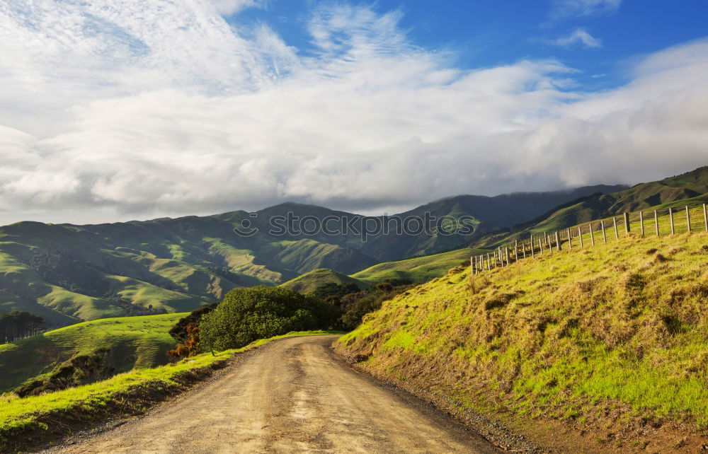 Image, Stock Photo Rural road through fields