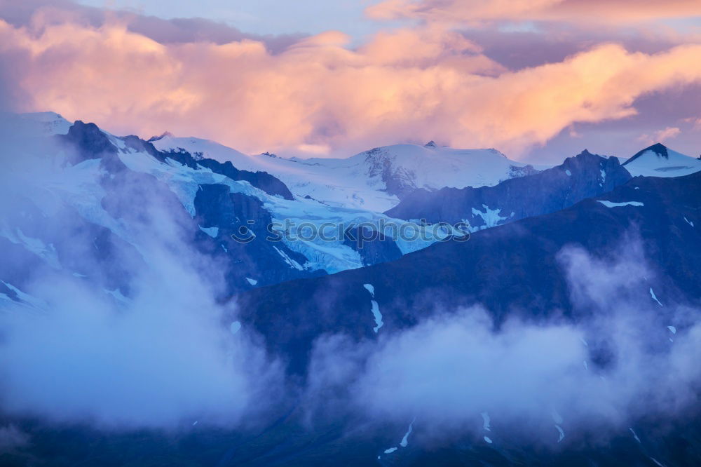 Similar – Image, Stock Photo Sunset over the winter mountains