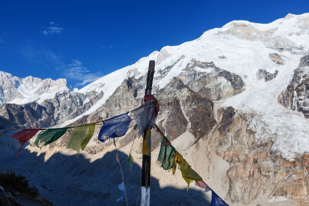 Similar – Buddhist prayer flags flowing in the wind in Himalayas