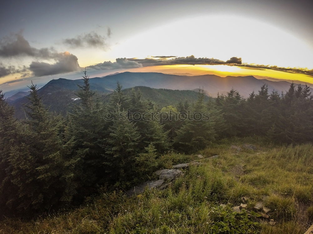 Similar – Image, Stock Photo View from the Timmelsjoch to South Tyrol into the Passeier valley at early morning fog