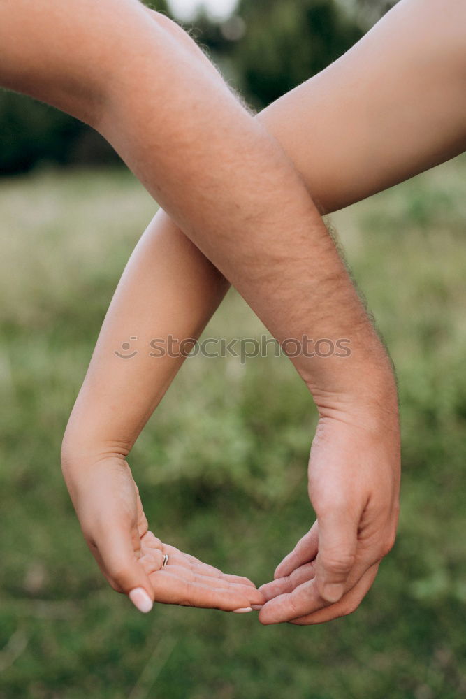 Similar – Child and senior man comparing his hands size