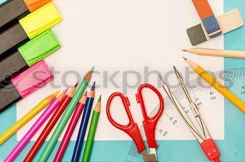 Similar – Image, Stock Photo books, magnifying glass, notepad, felt-tip pens, eyeglasses