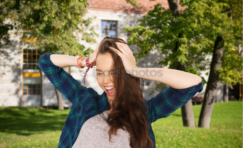 Similar – Image, Stock Photo teenager blowing confetti on nature background