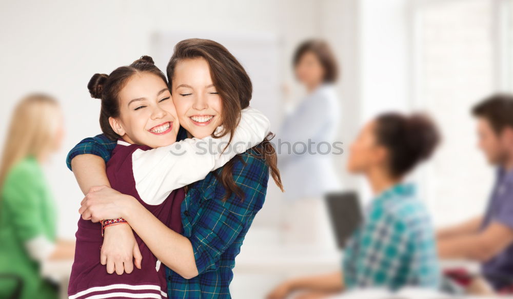 Similar – Image, Stock Photo Teenagers sitting by the map in classroom