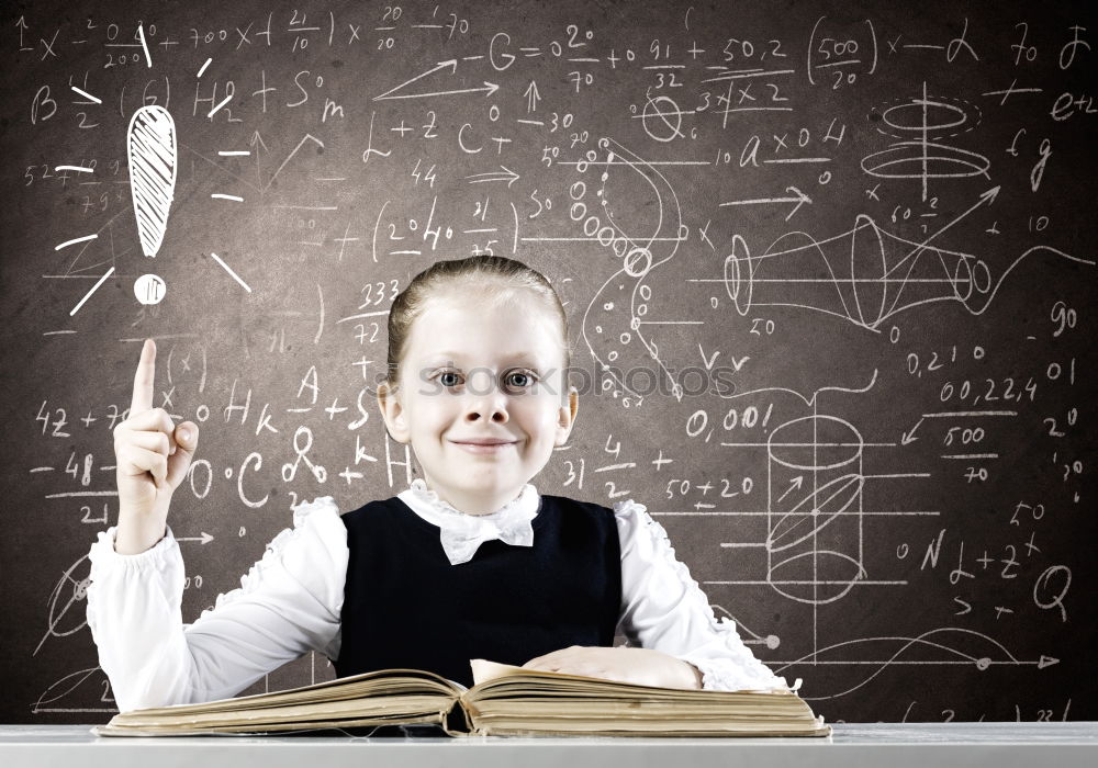 Similar – Image, Stock Photo Cute schoolgirl posing in a classroom