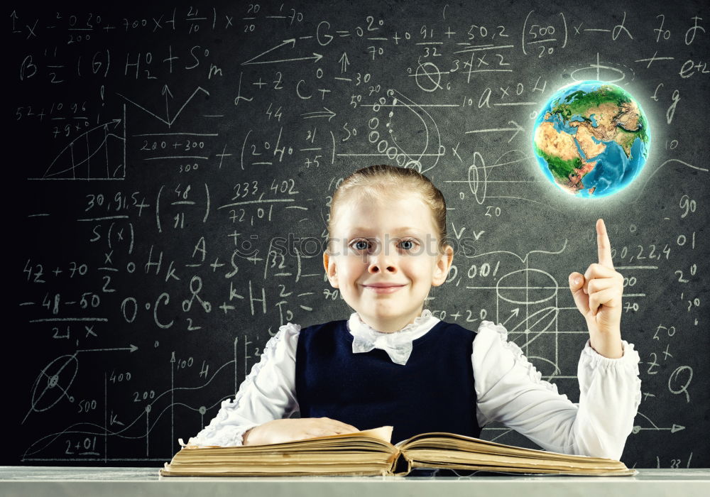 Similar – Image, Stock Photo Schoolgirl covering face with globe