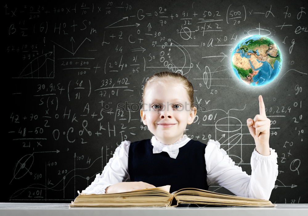 Similar – Image, Stock Photo Schoolgirl covering face with globe