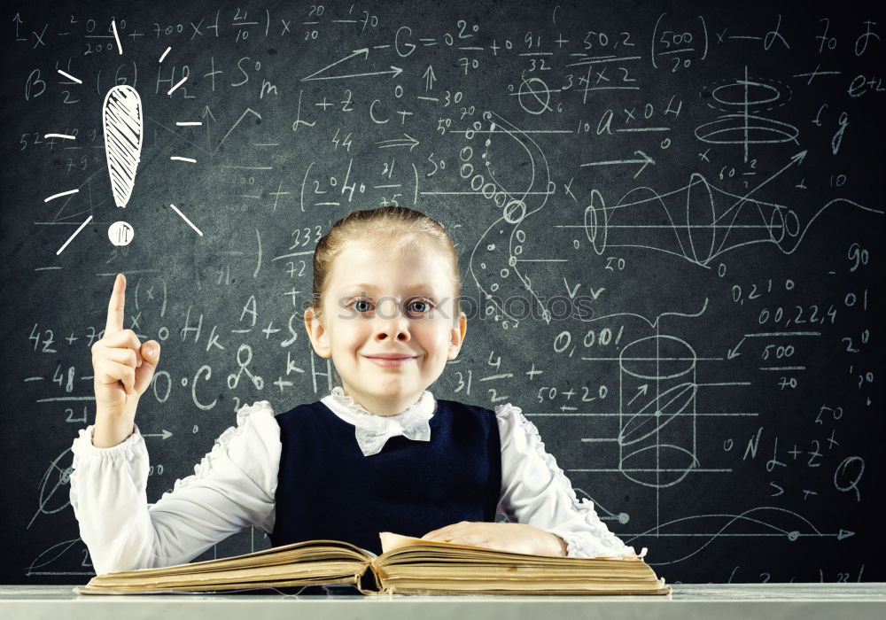 Similar – Image, Stock Photo Cute schoolgirl posing in a classroom