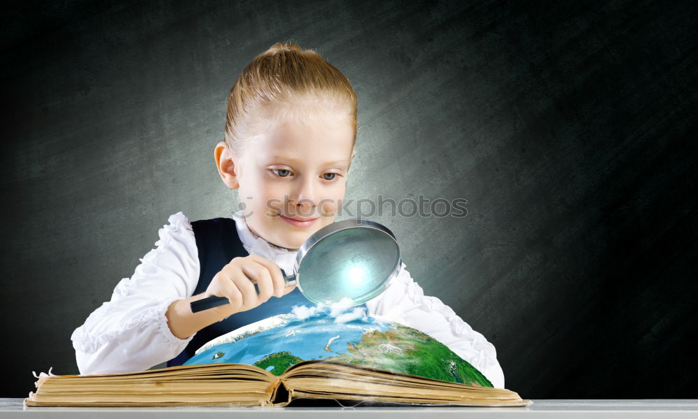 Similar – Cute schoolgirl posing in a classroom