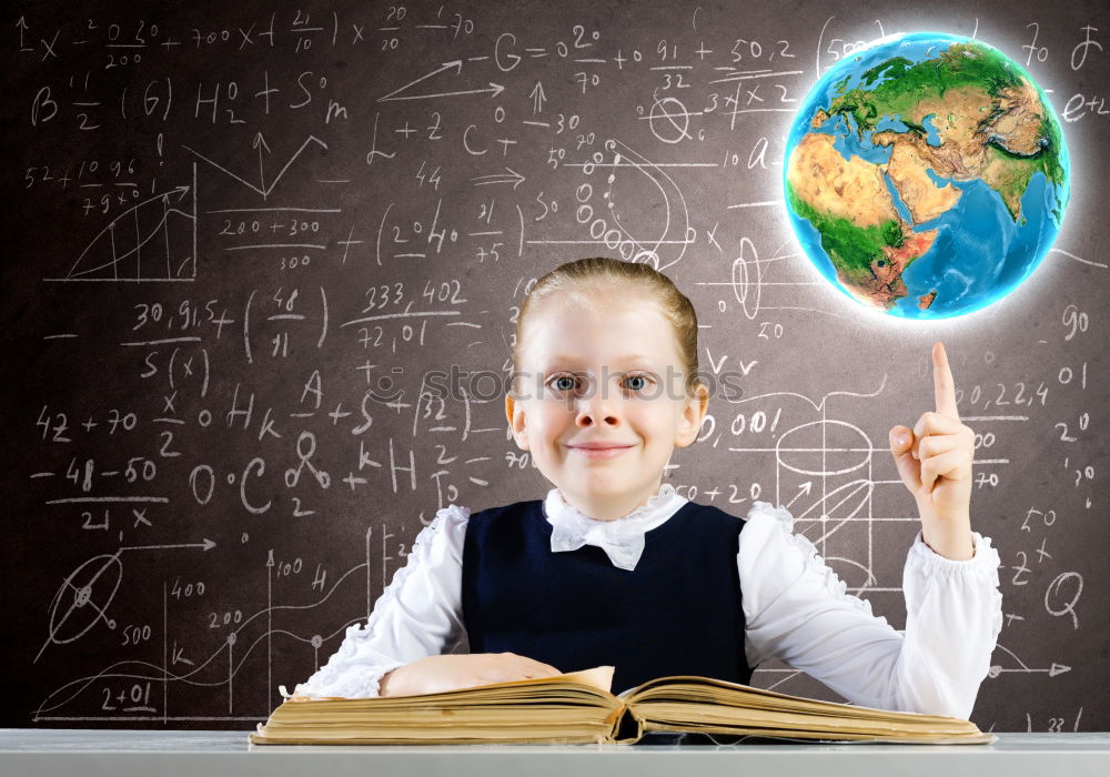 Similar – Image, Stock Photo Schoolgirl covering face with globe