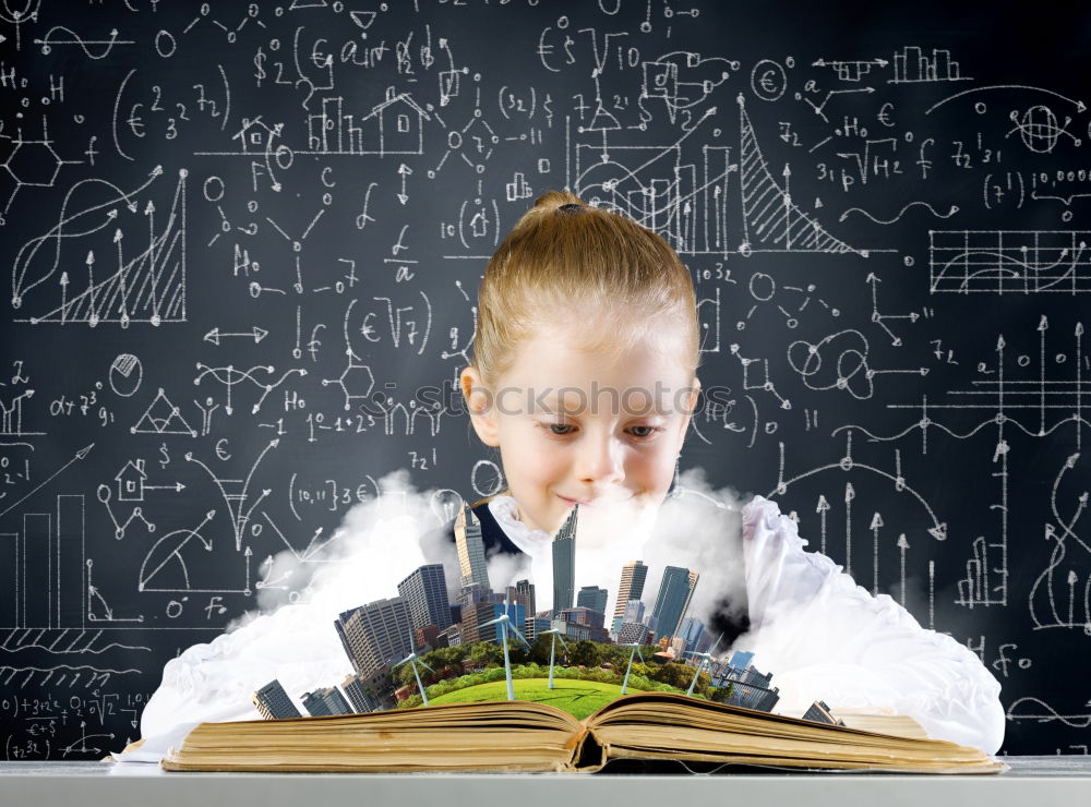 Similar – Happy schoolgirl with hand up