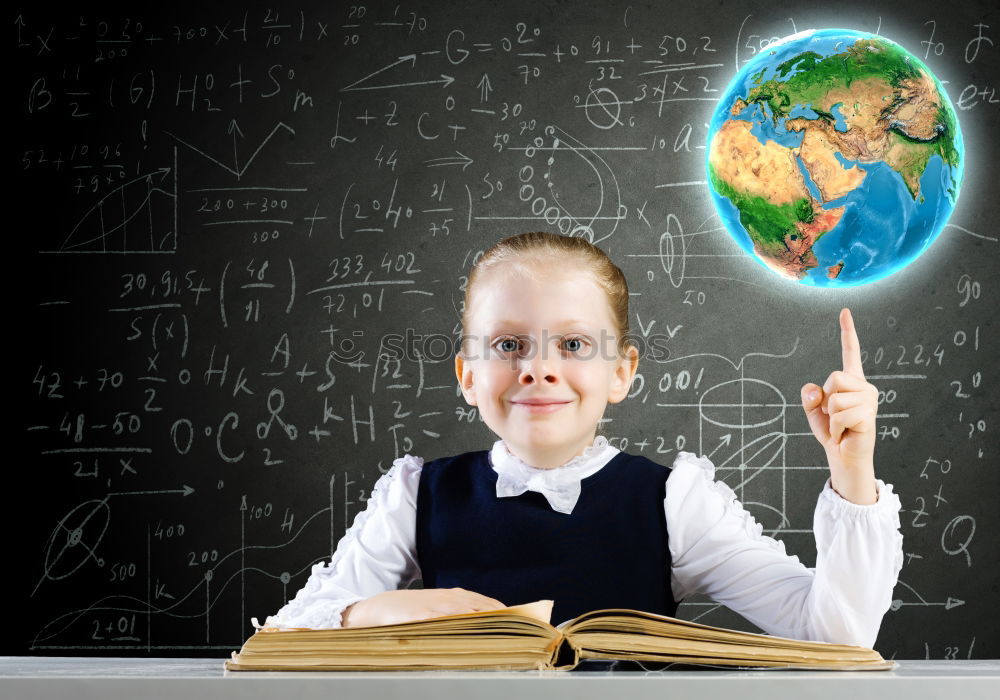 Similar – Image, Stock Photo Schoolgirl covering face with globe