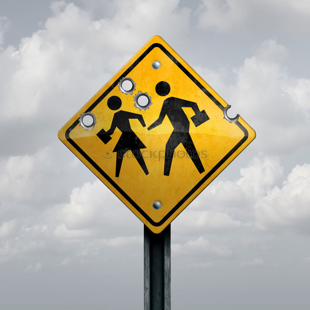 Similar – Warning sign: Attention! Old people cross the street