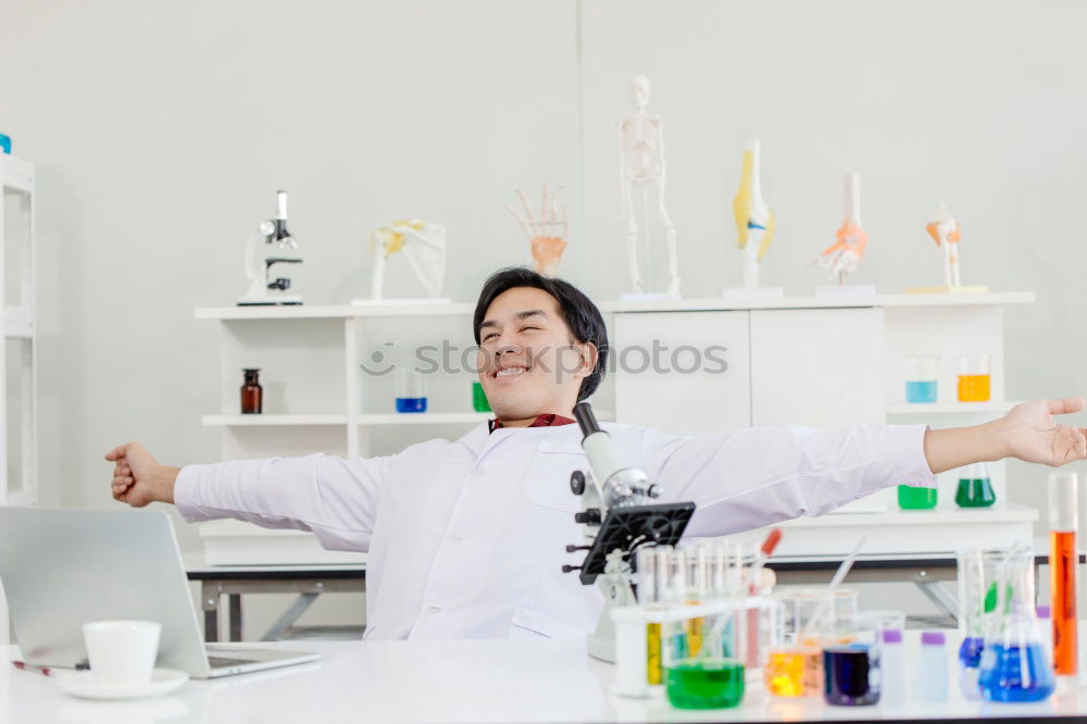 Similar – Image, Stock Photo Woman writing in laboratory