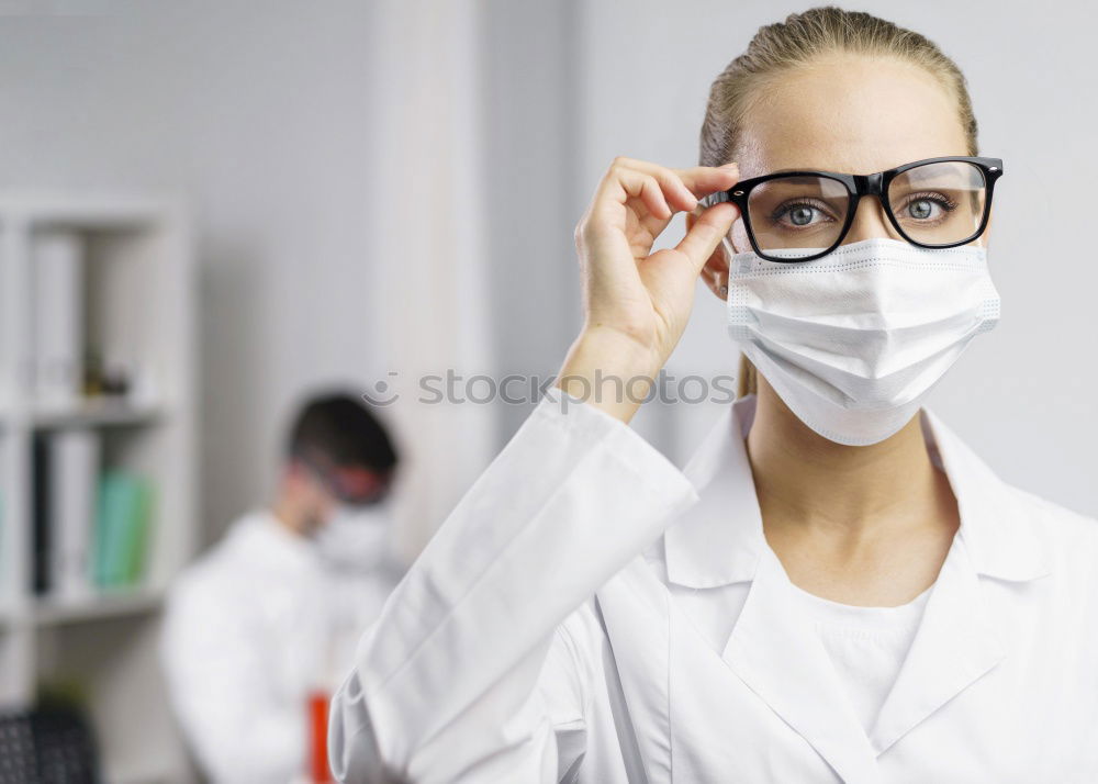 Image, Stock Photo Female doctor with face mask