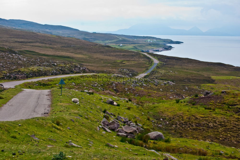 Small road on hill at seaside