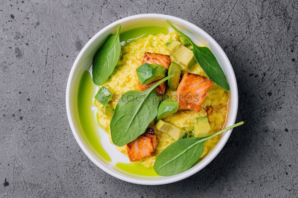 Similar – Image, Stock Photo Coconut peas soup with prawns