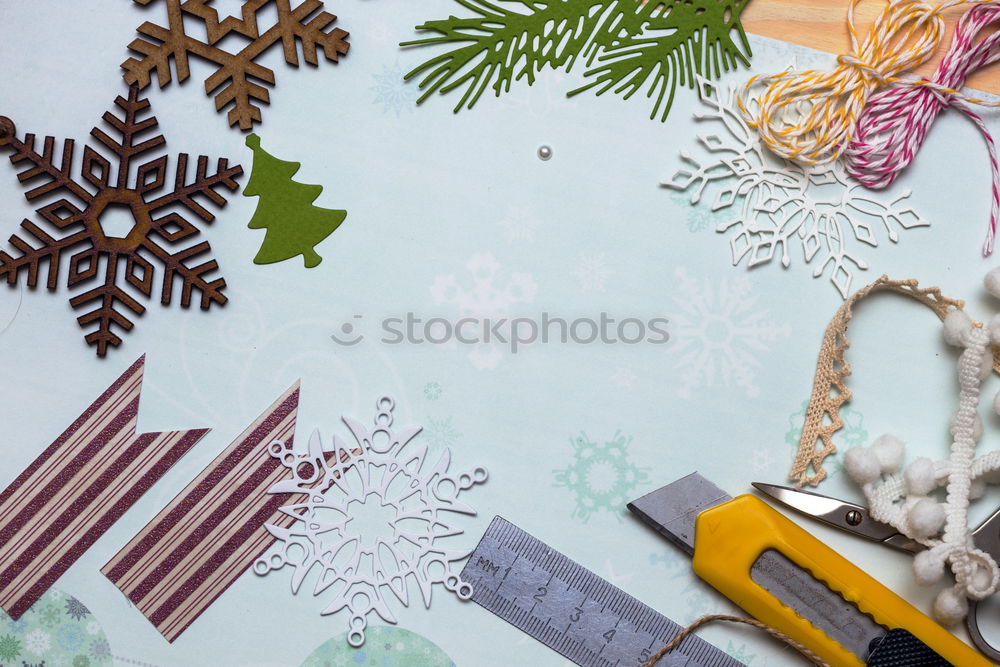 Similar – Image, Stock Photo Girl making Christmas tree decoration from paper