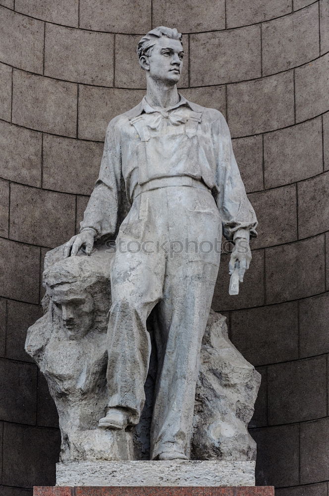 Similar – Image, Stock Photo male senior with silver-grey curls, glasses and three-day beard sitting in front of the Karl Marx monument in Chemitz