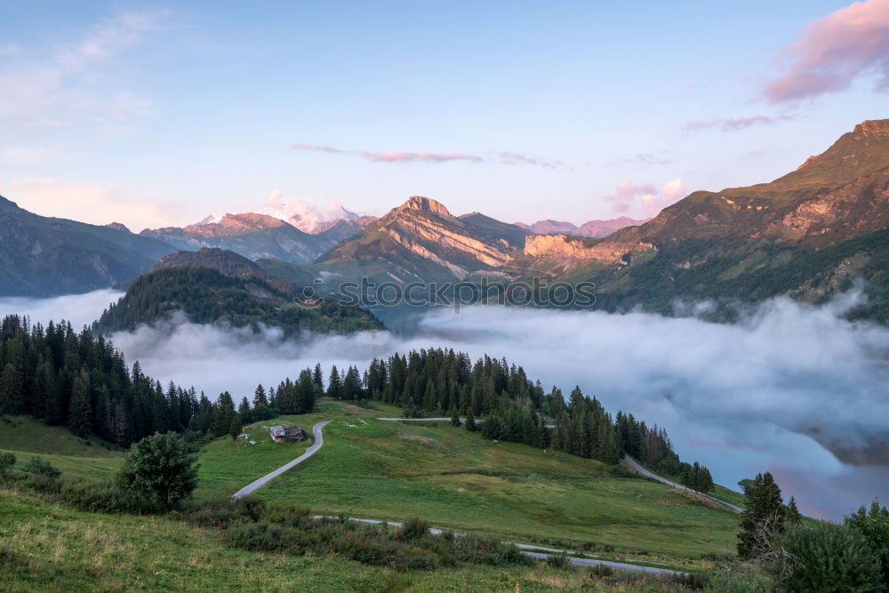 Similar – Typische Schweizer Hütte in den Berner Alpen mit dem Gipfel des Eiger im Hintergrund.